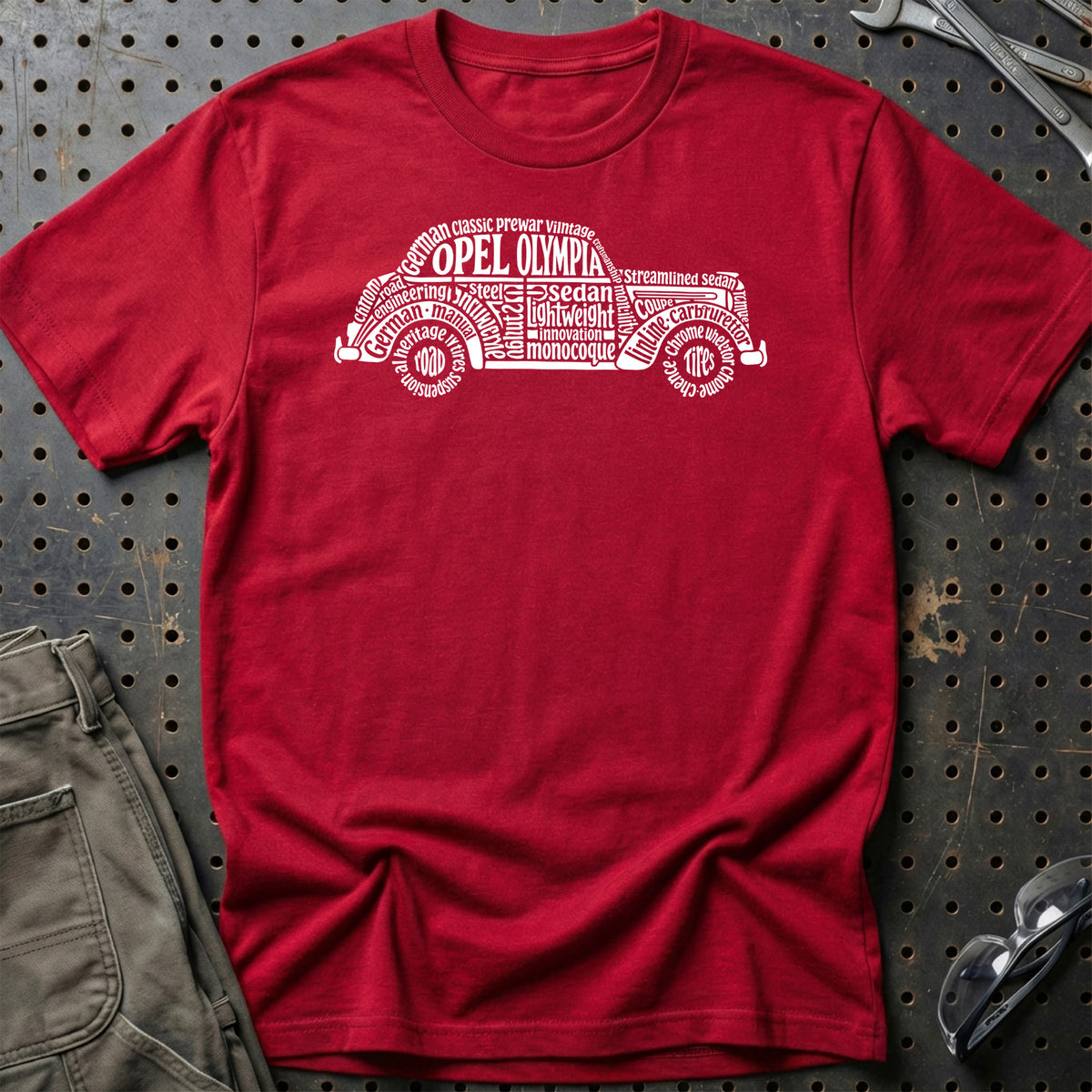 
Opel Olympia Old School Typography T-Shirt – Rød