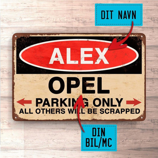 Opel - Parking Only - Skilte, Musemåtte, Dørmåtte , Plakat-Skilte-Opel-Garage Culture Shop- garage - man cave - merchandise
