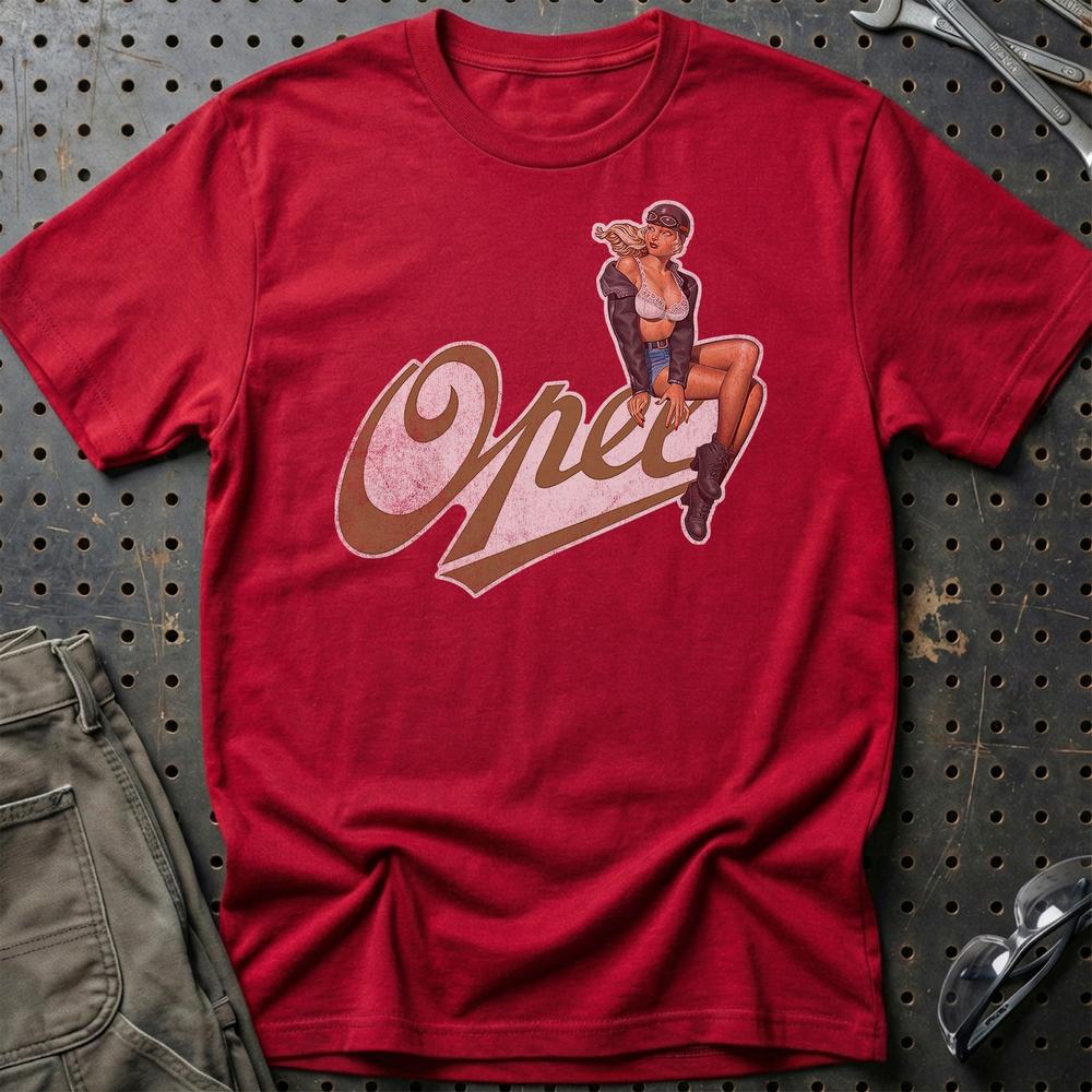 Opel Pinup T-Shirt-Beklædning-Opel-Rød-S-Garage Culture Shop- garage - man cave - merchandise
