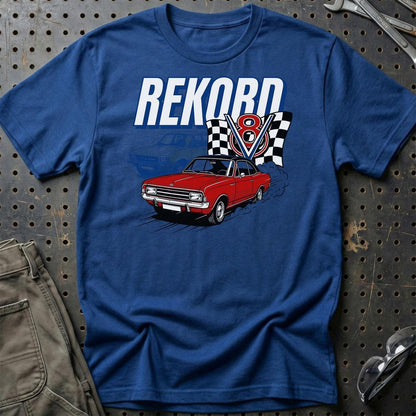 Opel Rekord C D V8 Classic German Street Car - Unisex T-Shirt-Beklædning-Opel-Blå Royal-S-Garage Culture Shop- garage - man cave - merchandise