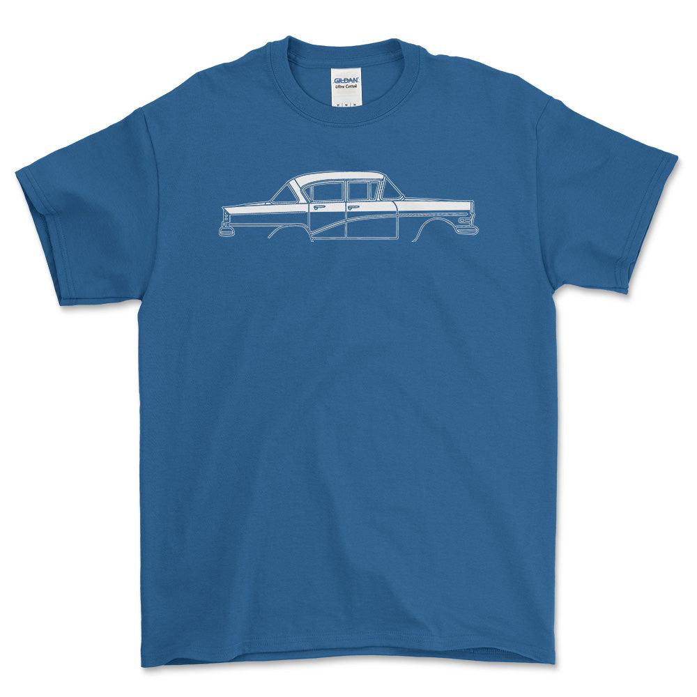 Opel Rekord Olympia P1 1960 Silhuet T-Shirt-Beklædning-Opel-Blå Royal-S-Garage Culture Shop- garage - man cave - merchandise