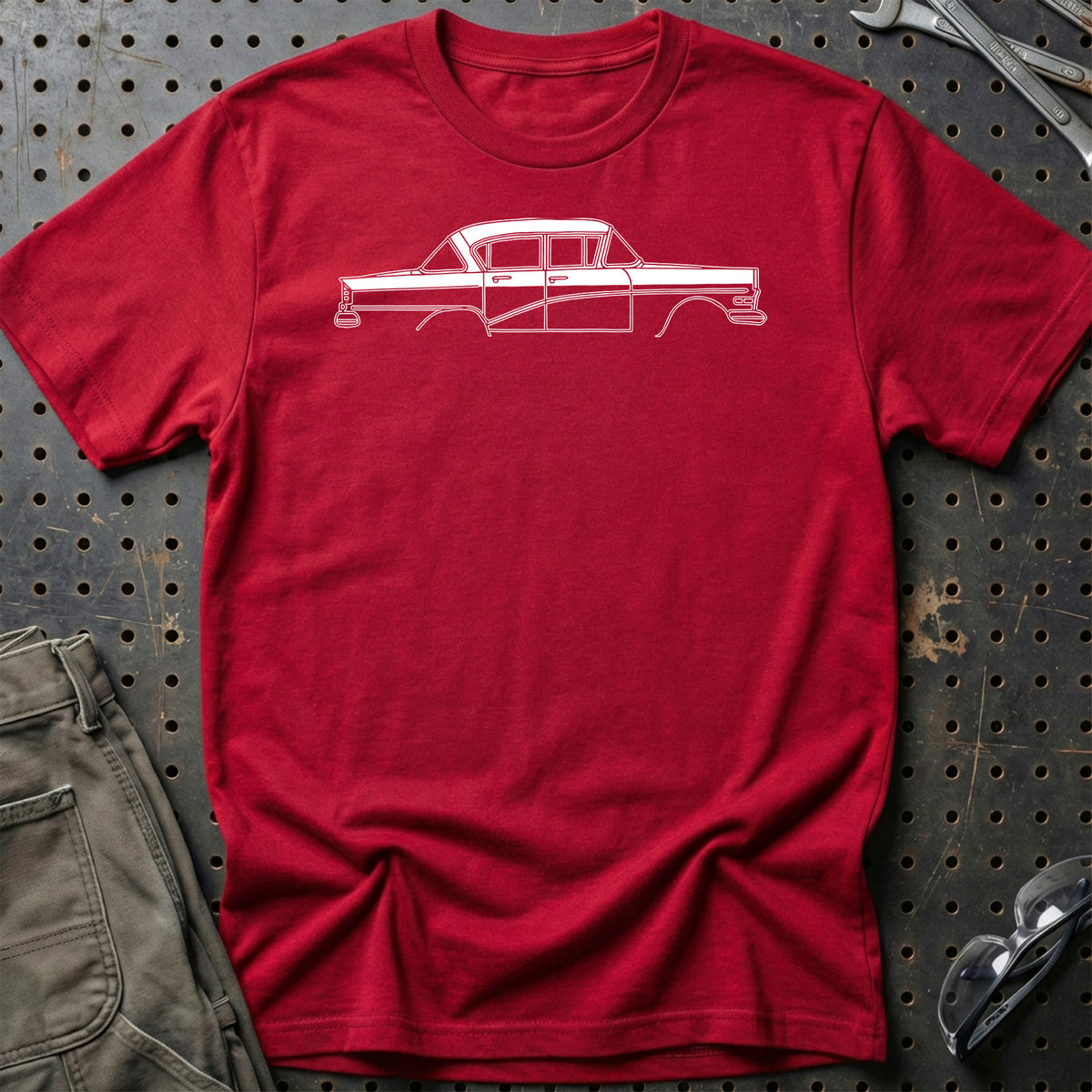 
Opel Rekord Olympia P1 1960 Silhuet T-Shirt – Rød