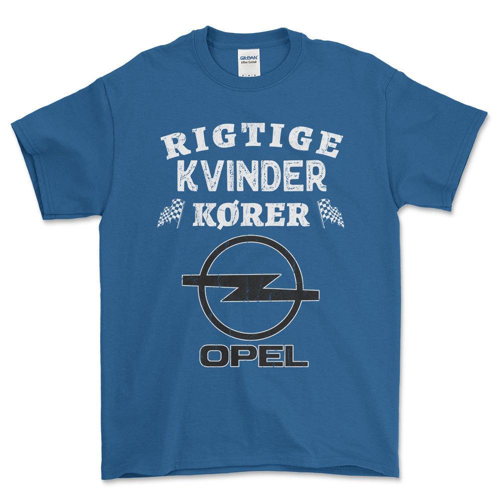 Opel Rigtige Kvinder Kører - Unisex T-Shirt , Bomuld-Beklædning-Opel-Blå Royal-S-Forside-Garage Culture Shop- garage - man cave - merchandise