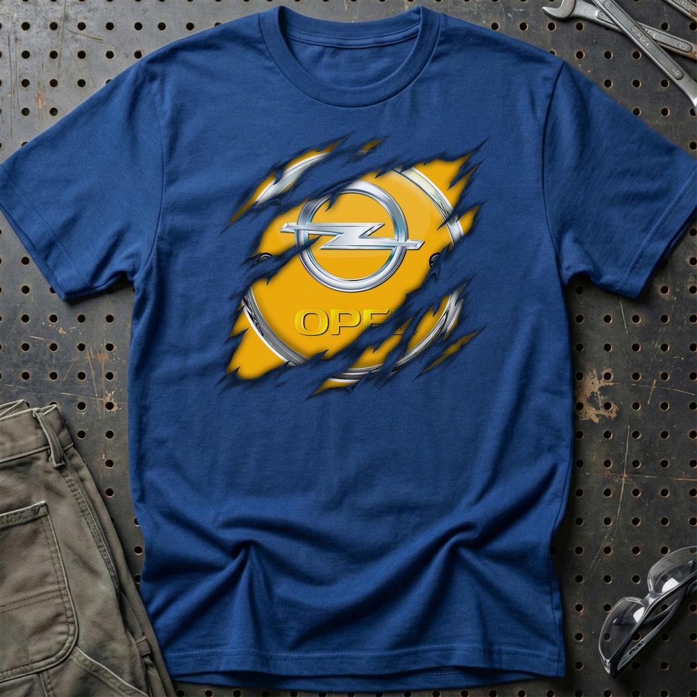 Opel Ripped Unisex T-Shirt , Bomuld-Beklædning-Opel-Blå Royal-S-Garage Culture Shop- garage - man cave - merchandise