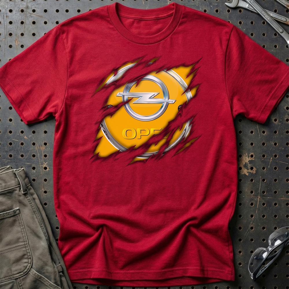 Opel Ripped Unisex T-Shirt , Bomuld-Beklædning-Opel-Rød-S-Garage Culture Shop- garage - man cave - merchandise