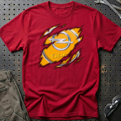 Opel Ripped Unisex T-Shirt , Bomuld-Beklædning-Opel-Rød-S-Garage Culture Shop- garage - man cave - merchandise