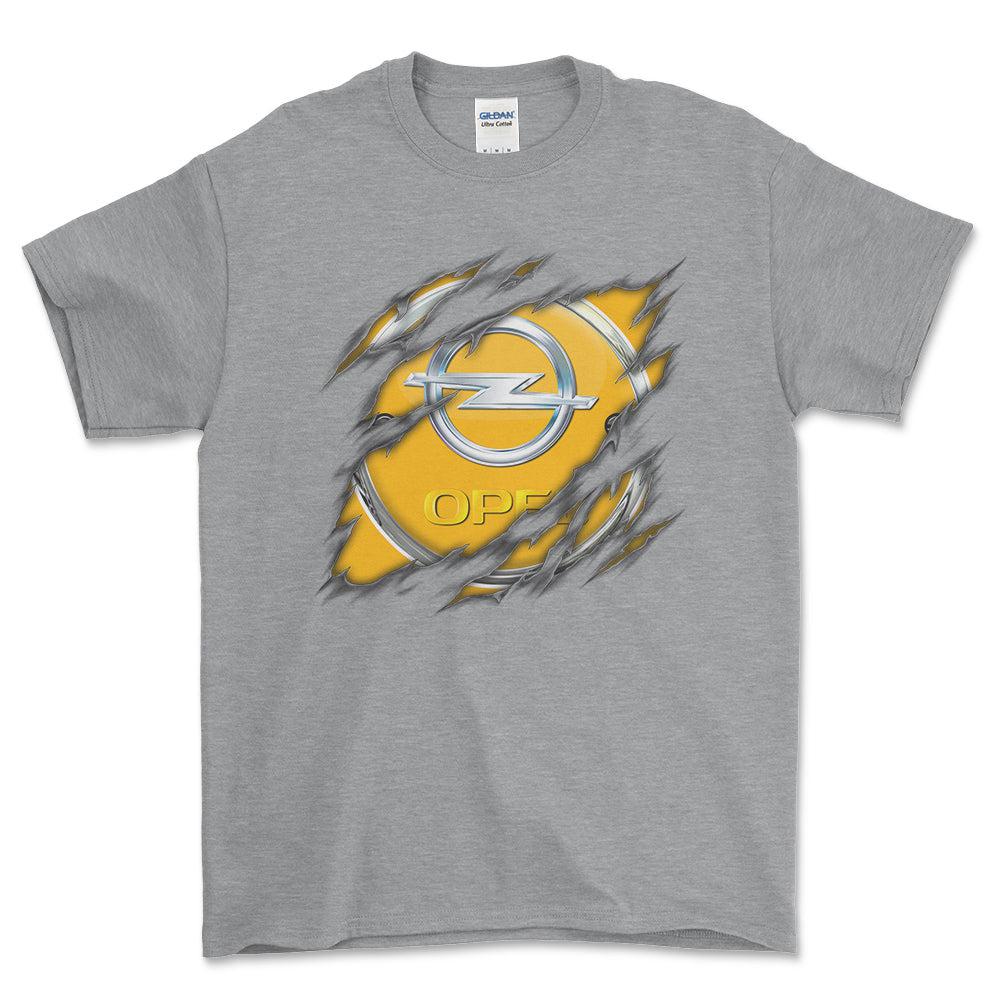 Opel Ripped Unisex T-Shirt , Bomuld-Beklædning-Opel-Grå Sport-S-Forside-Garage Culture Shop- garage - man cave - merchandise
