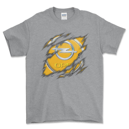 Opel Ripped Unisex T-Shirt , Bomuld-Beklædning-Opel-Grå Sport-S-Forside-Garage Culture Shop- garage - man cave - merchandise