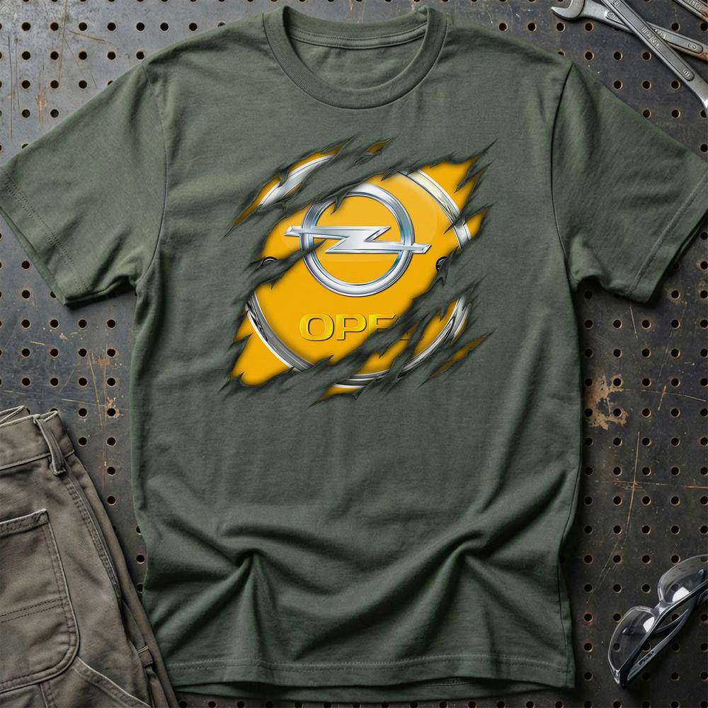 Opel Ripped Unisex T-Shirt , Bomuld-Beklædning-Opel-Grøn Militær-S-Garage Culture Shop- garage - man cave - merchandise