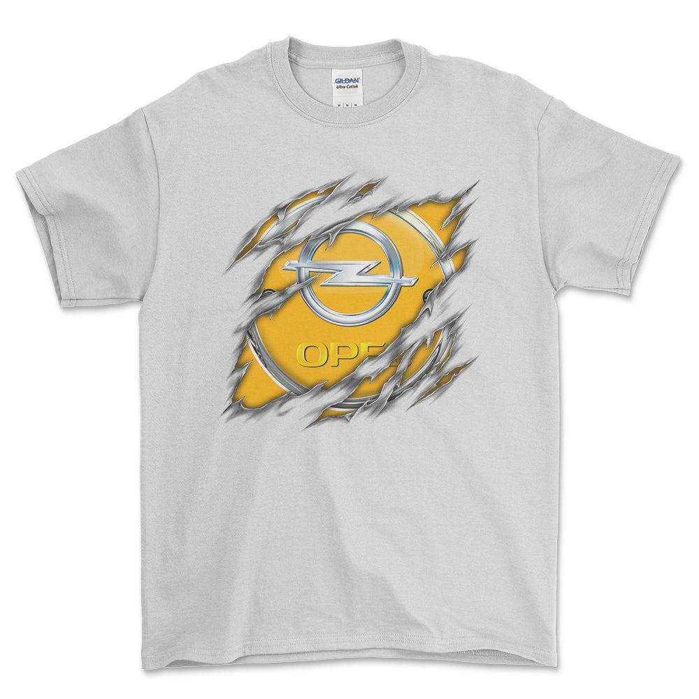 Opel Ripped Unisex T-Shirt , Bomuld-Beklædning-Opel-Hvid-S-Forside-Garage Culture Shop- garage - man cave - merchandise