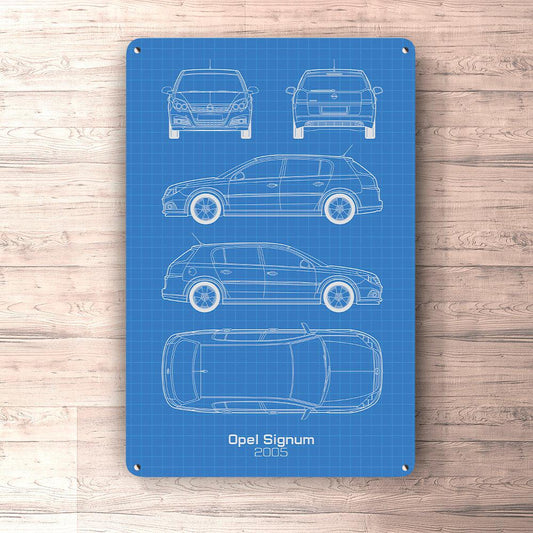 Opel Signum 2005 Blueprint Skilte, Musemåtte, Dørmåtte-Blueprint-Opel-Garage Culture Shop- garage - man cave - merchandise