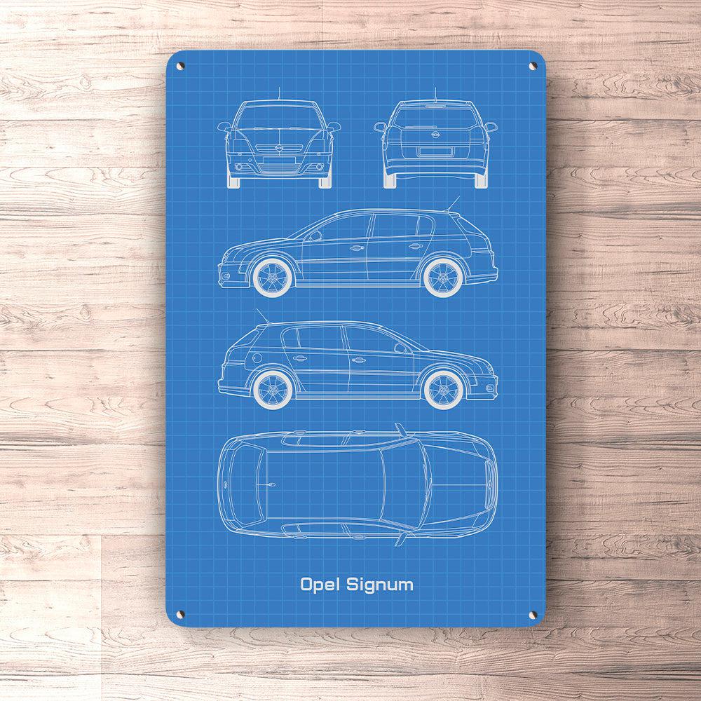 Opel Signum Blueprint Skilte, Musemåtte, Dørmåtte-Blueprint-Opel-Garage Culture Shop- garage - man cave - merchandise