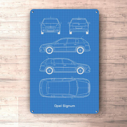 Opel Signum Blueprint Skilte, Musemåtte, Dørmåtte-Blueprint-Opel-Garage Culture Shop- garage - man cave - merchandise