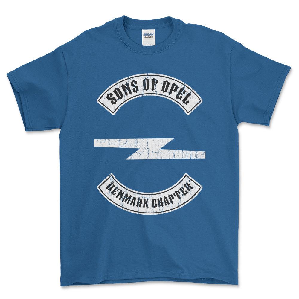 Opel Sons Of Opel Denmark Chapter T-Shirt-Beklædning-Opel-Blå Royal-S-Garage Culture Shop- garage - man cave - merchandise