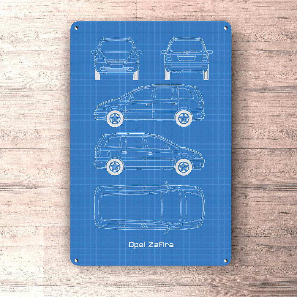 Opel Zafira Blueprint Skilte, Musemåtte, Dørmåtte-Blueprint-Opel-Garage Culture Shop- garage - man cave - merchandise