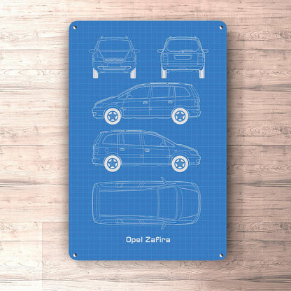Opel Zafira Blueprint Skilte, Musemåtte, Dørmåtte-Blueprint-Opel-Garage Culture Shop- garage - man cave - merchandise