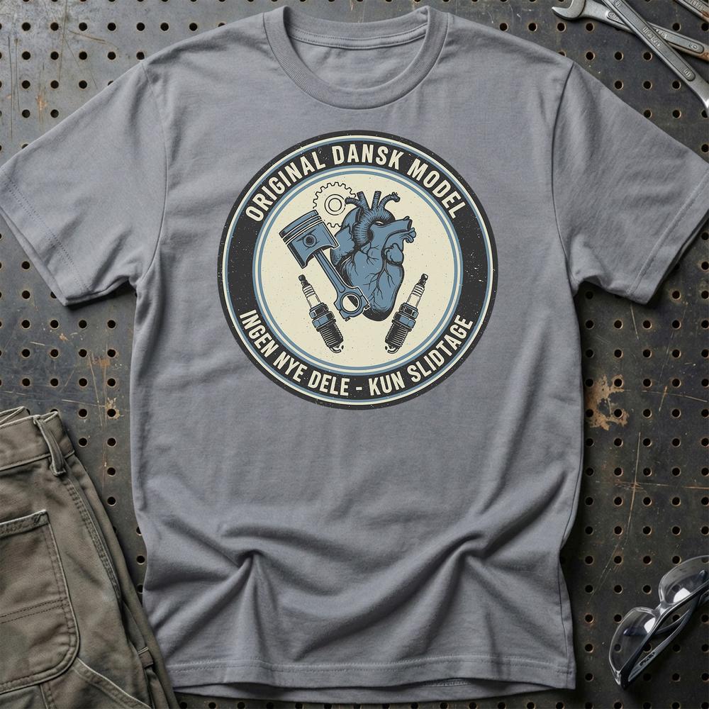 Original Dansk Model – Ingen Nye Dele, Kun Slitage - Unisex T-Shirt , Bomuld-Beklædning-Garage Culture-Grå Sport-S-Garage Culture Shop- garage - man cave - merchandise