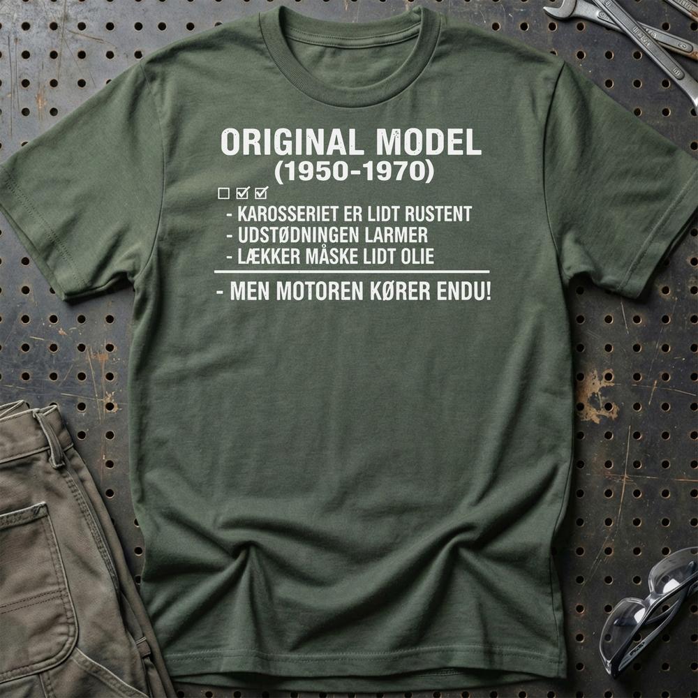 Original Model – Gammel Men Driftssikker - Unisex T-Shirt , Bomuld-Beklædning-Garage Culture-Grøn Militær-S-Garage Culture Shop- garage - man cave - merchandise