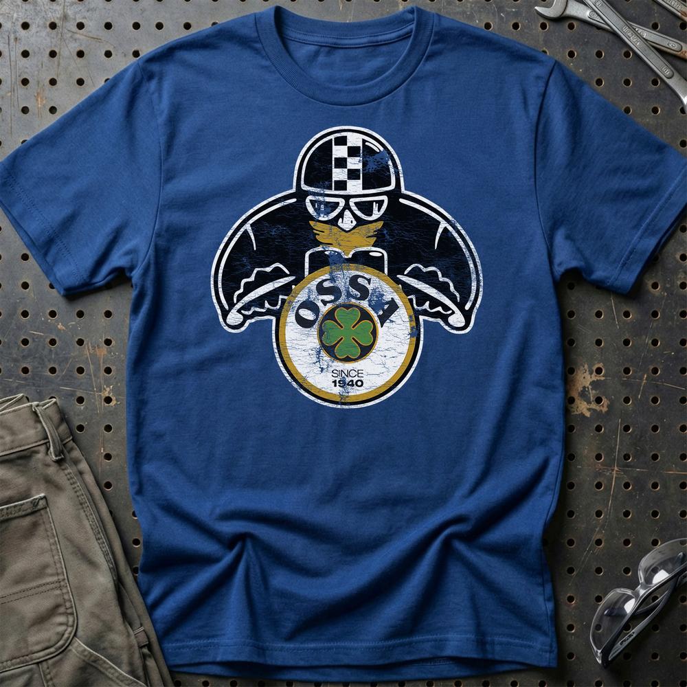 Ossa Biker Vintage Style T-Shirt-Beklædning-Ossa-Blå Royal-S-Garage Culture Shop- garage - man cave - merchandise