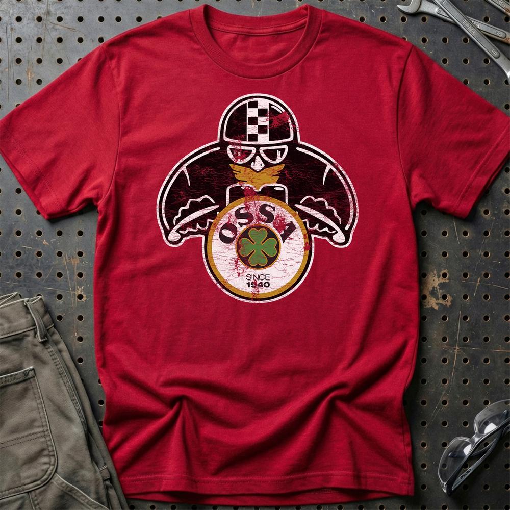Ossa Biker Vintage Style T-Shirt-Beklædning-Ossa-Rød-S-Garage Culture Shop- garage - man cave - merchandise