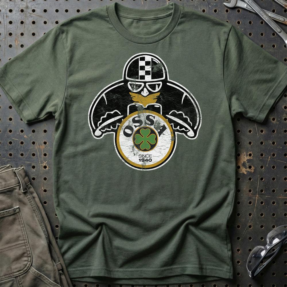 Ossa Biker Vintage Style T-Shirt-Beklædning-Ossa-Grøn Militær-S-Garage Culture Shop- garage - man cave - merchandise