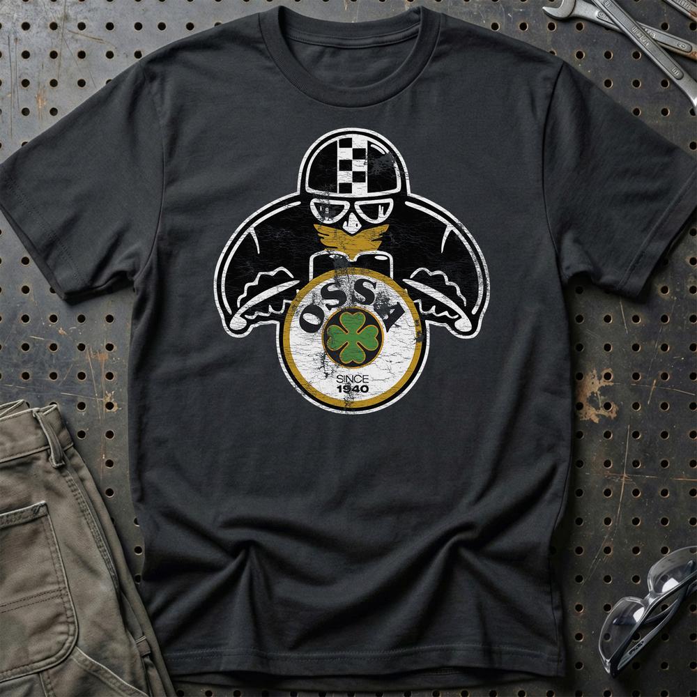 Ossa Biker Vintage Style T-Shirt-Beklædning-Ossa-Sort-S-Garage Culture Shop- garage - man cave - merchandise
