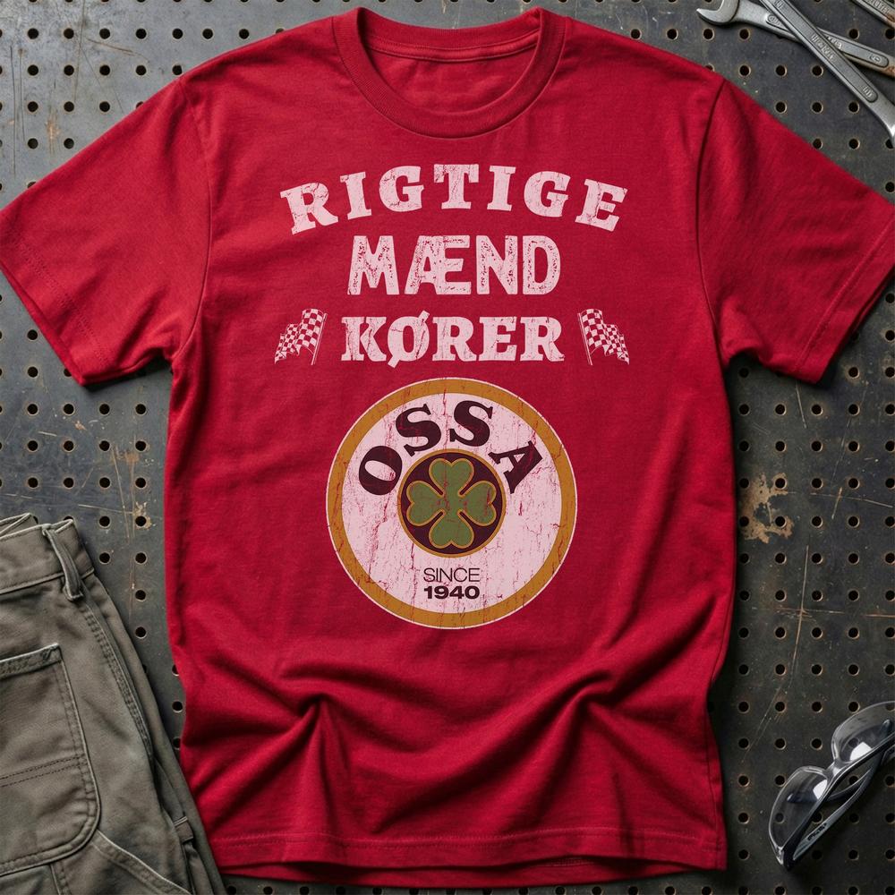 Ossa Rigtige Mænd Kører T-Shirt-Beklædning-Ossa-Rød-S-Garage Culture Shop- garage - man cave - merchandise