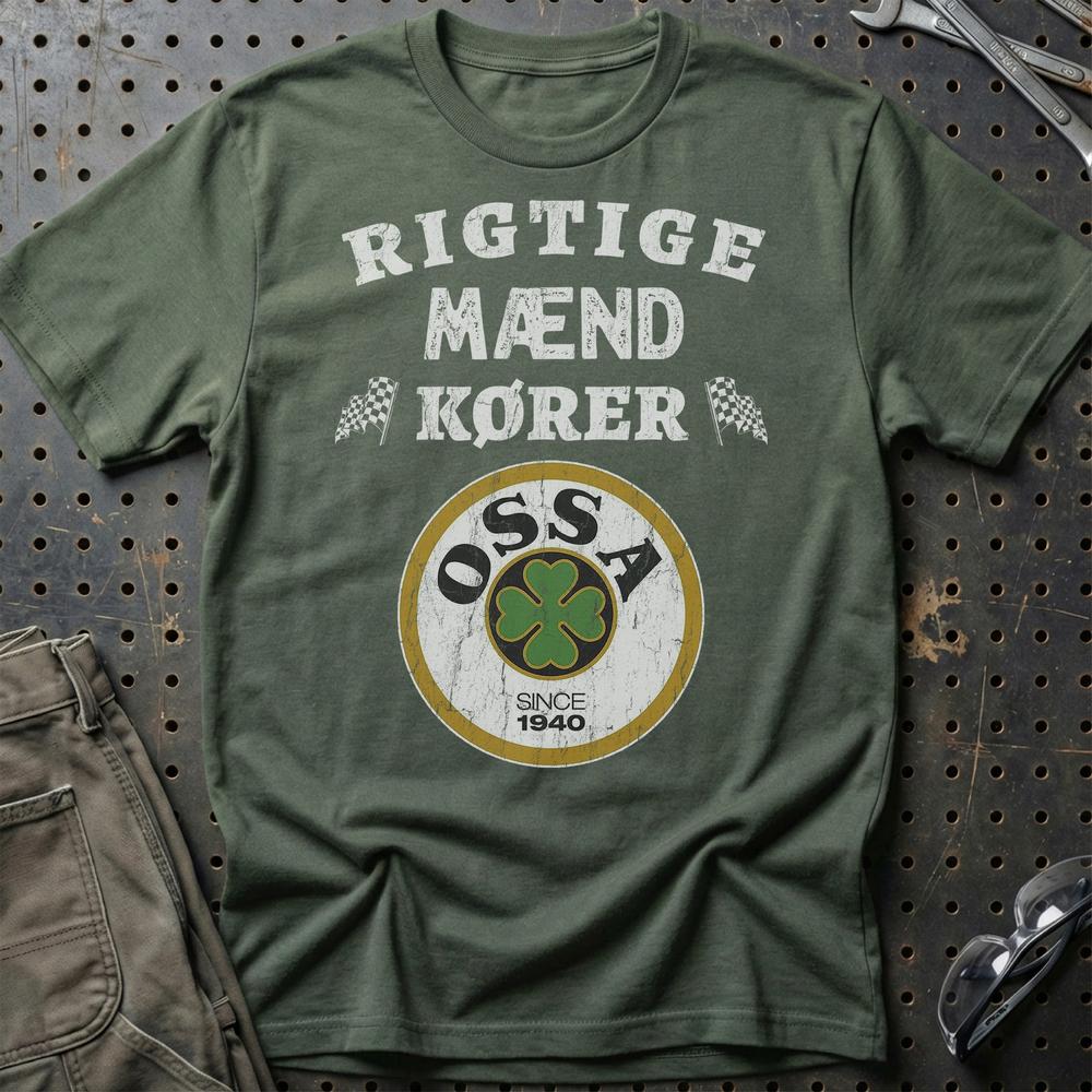 Ossa Rigtige Mænd Kører T-Shirt-Beklædning-Ossa-Grøn Militær-S-Garage Culture Shop- garage - man cave - merchandise