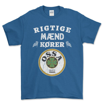 Ossa Rigtige Mænd Kører - Unisex T-Shirt , Bomuld-Beklædning-Ossa-Blå Royal-S-Forside-Garage Culture Shop- garage - man cave - merchandise