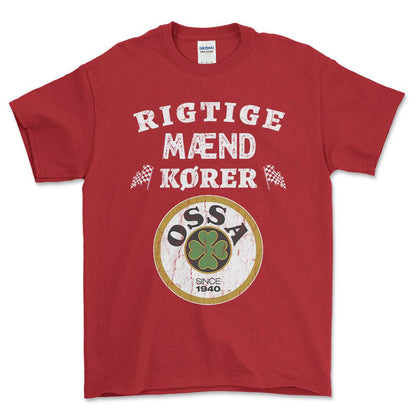 Ossa Rigtige Mænd Kører - Unisex T-Shirt , Bomuld-Beklædning-Ossa-Rød-S-Forside-Garage Culture Shop- garage - man cave - merchandise