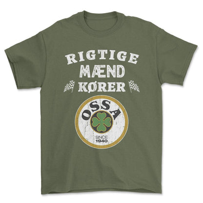 Ossa Rigtige Mænd Kører - Unisex T-Shirt , Bomuld-Beklædning-Ossa-Grøn Militær-S-Forside-Garage Culture Shop- garage - man cave - merchandise