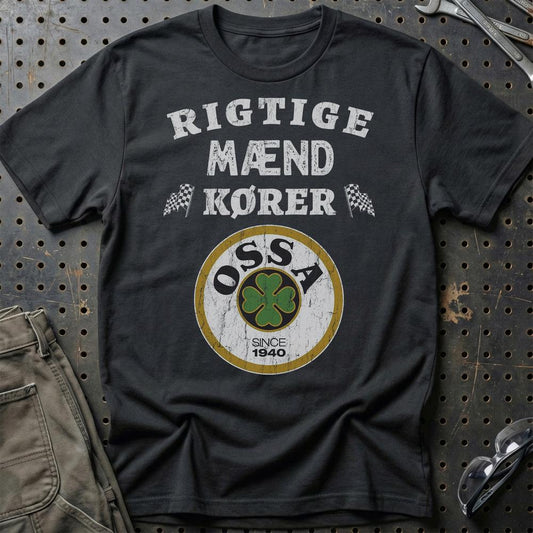 Ossa Rigtige Mænd Kører - Unisex T-Shirt , Bomuld-Beklædning-Ossa-Sort-S-Garage Culture Shop- garage - man cave - merchandise