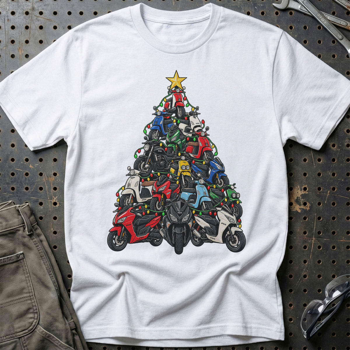PGO Juletræ T-Shirt-Beklædning-PGO-Hvid-S-Garage Culture Shop- garage - man cave - merchandise