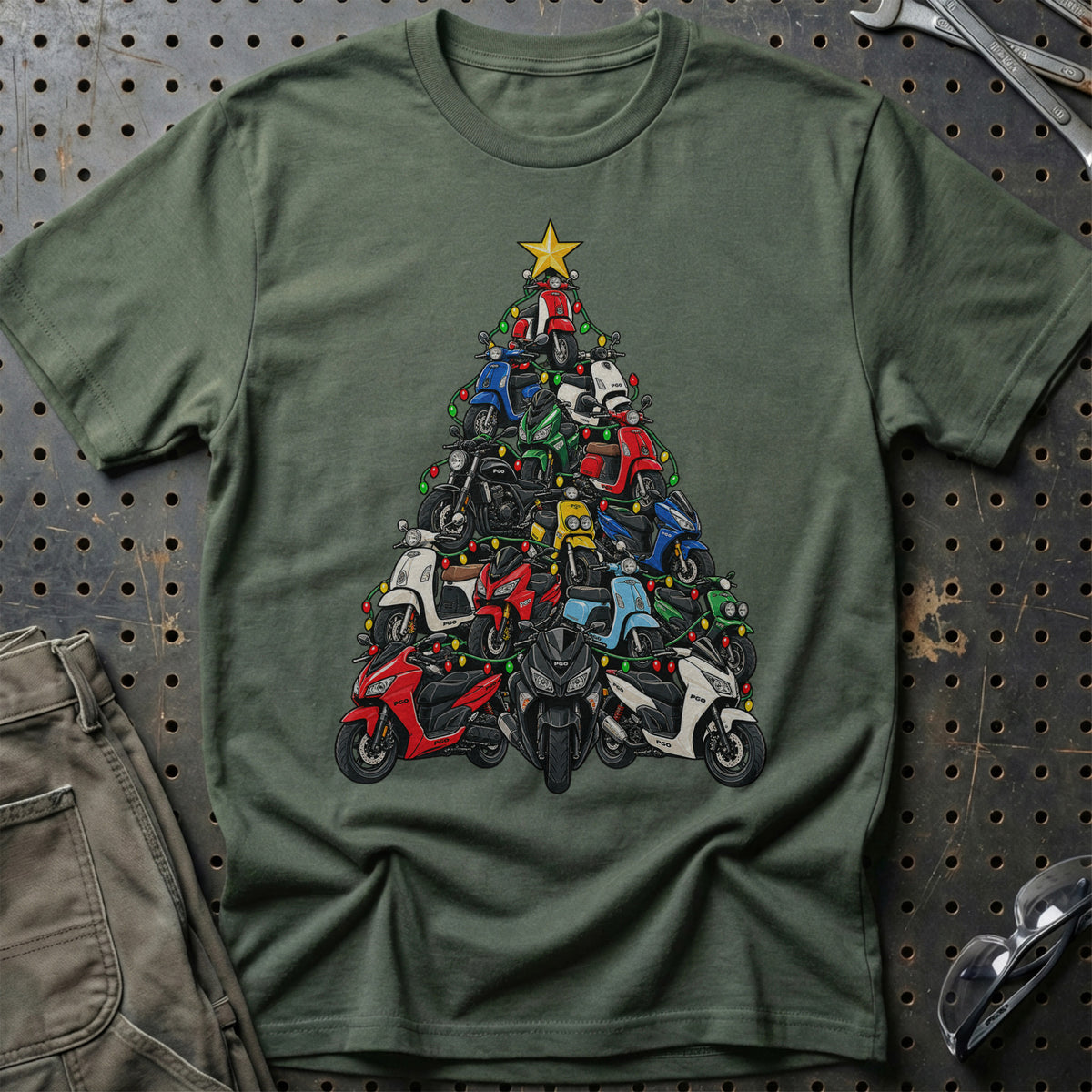 PGO Juletræ T-Shirt-Beklædning-PGO-Grøn Militær-S-Garage Culture Shop- garage - man cave - merchandise