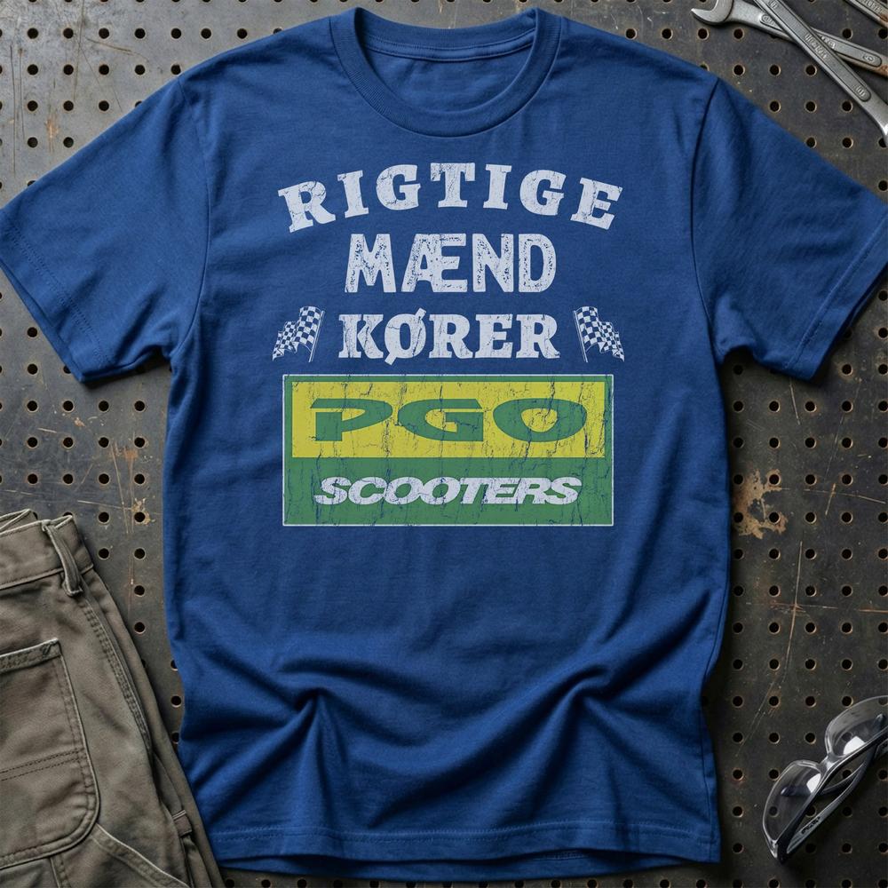 PGO Rigtige Mænd Kører - Unisex T-Shirt , Bomuld-Beklædning-PGO-Blå Royal-S-Garage Culture Shop- garage - man cave - merchandise