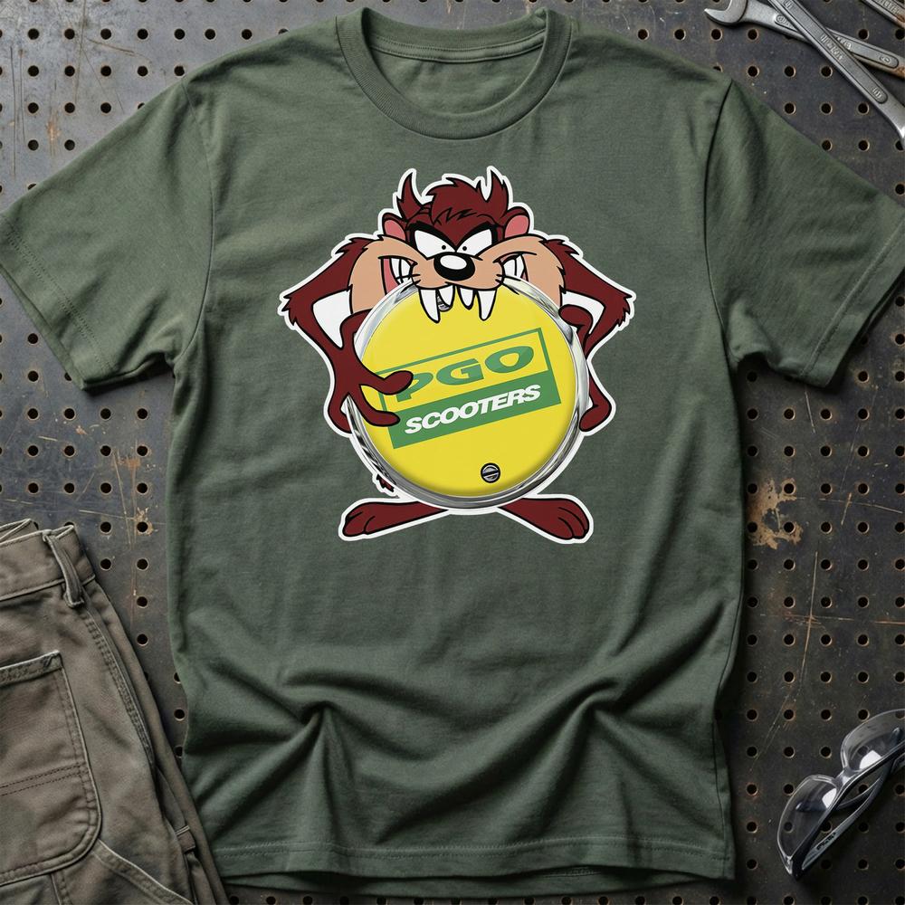 PGO TAZ Unisex T-Shirt , Bomuld-Beklædning-PGO-Grøn Militær-S-Garage Culture Shop- garage - man cave - merchandise