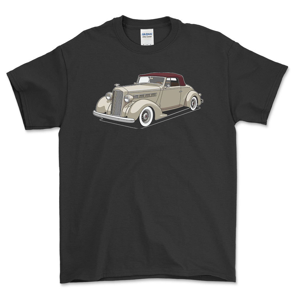 Packard 120 Convertible 1937 T-Shirt-Beklædning-Packard-Sort-S-Garage Culture Shop- garage - man cave - merchandise
