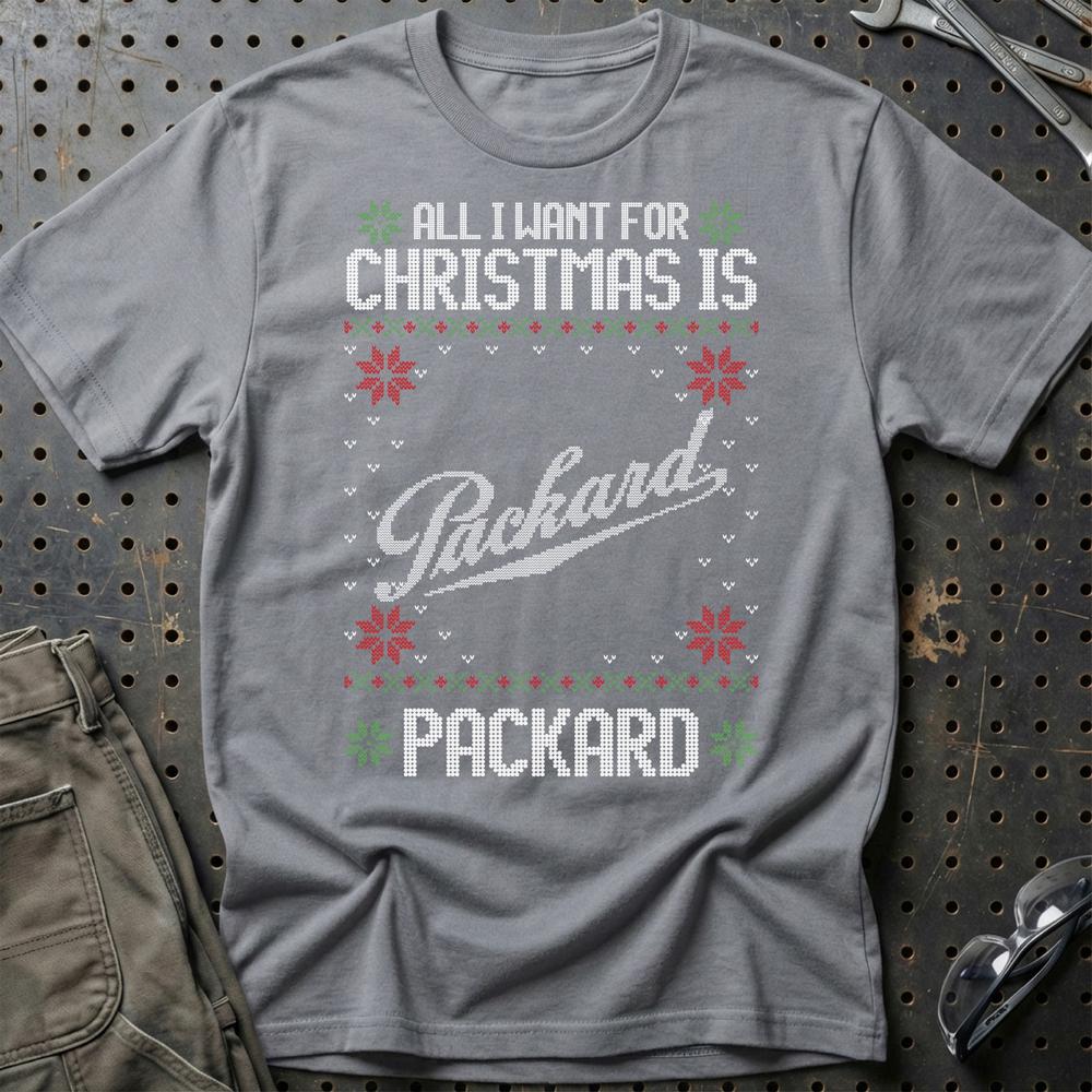 Packard - All I Want For Christmas T-Shirt-Beklædning-Packard-Grå Sport-S-Garage Culture Shop- garage - man cave - merchandise