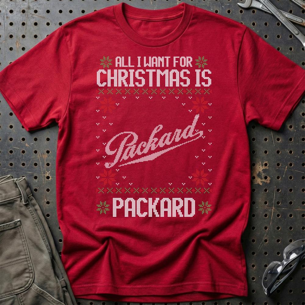 Packard - All I Want For Christmas T-Shirt-Beklædning-Packard-Rød-S-Garage Culture Shop- garage - man cave - merchandise