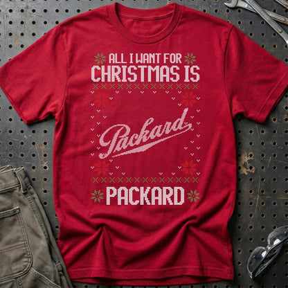Packard - All I Want For Christmas - Unisex T-Shirt , Bomuld-Beklædning-Packard-Rød-S-Garage Culture Shop- garage - man cave - merchandise