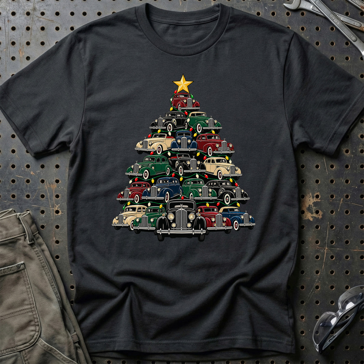 
Packard Juletræ Christmas Tree Unisex T-Shirt – Sort – print foran