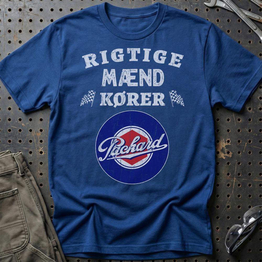 Packard Rigtige Mænd Kører - Unisex T-Shirt , Bomuld-Beklædning-Packard-Blå Royal-S-Garage Culture Shop- garage - man cave - merchandise