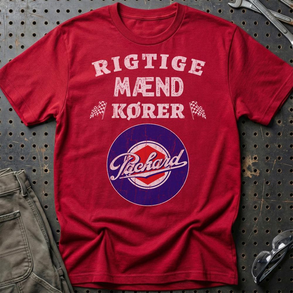 Packard Rigtige Mænd Kører - Unisex T-Shirt , Bomuld-Beklædning-Packard-Rød-S-Garage Culture Shop- garage - man cave - merchandise