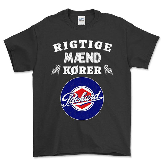Packard Rigtige Mænd Kører - Unisex T-Shirt , Bomuld-Beklædning-Packard-Sort-S-Forside-Garage Culture Shop- garage - man cave - merchandise