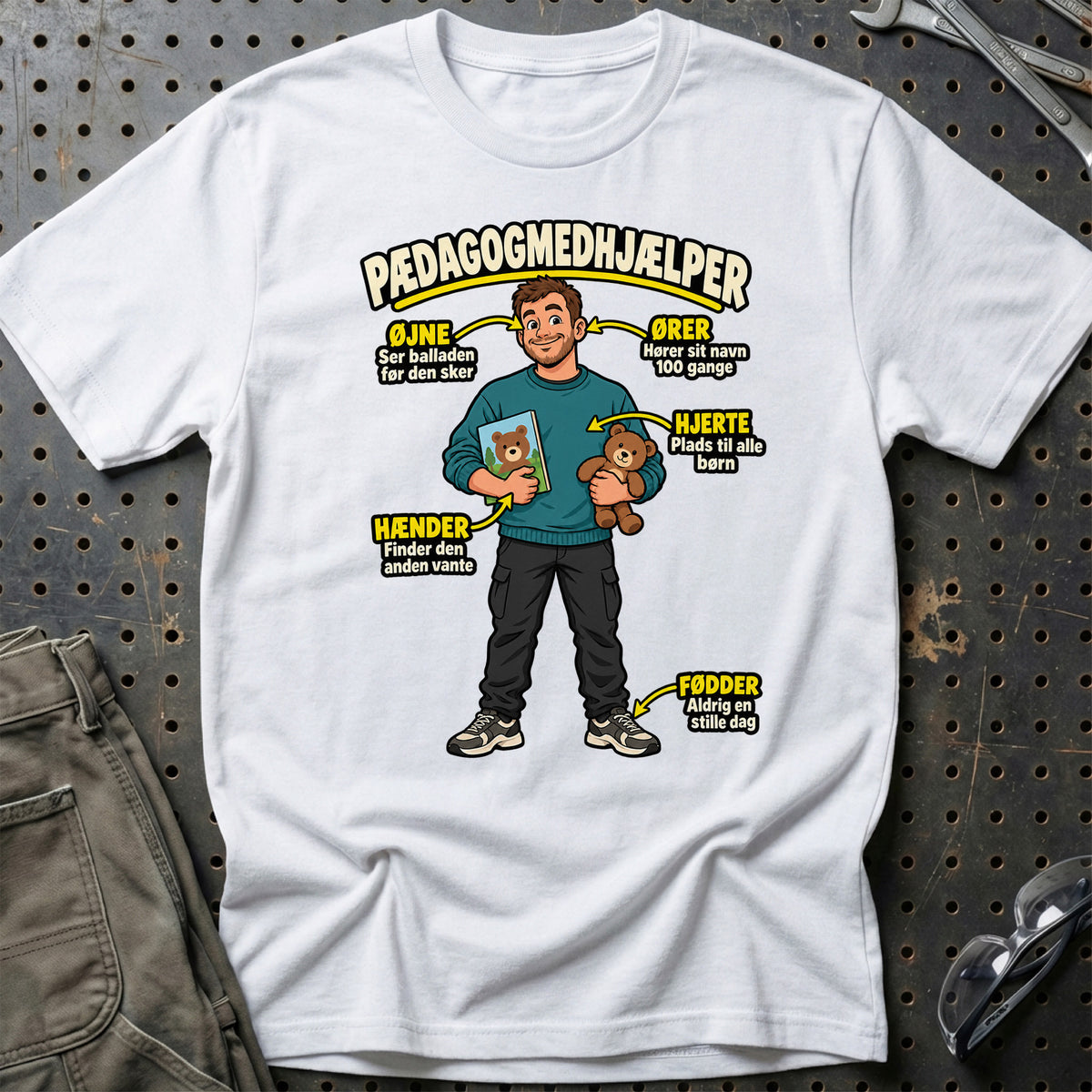 
Pædagogmedhjælper – Anatomi T-Shirt – Hvid