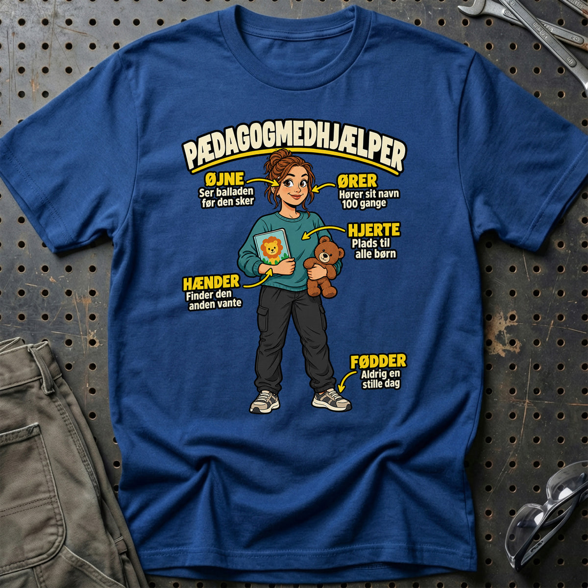 
Pædagogmedhjælper – Anatomi T-Shirt – Blå Royal