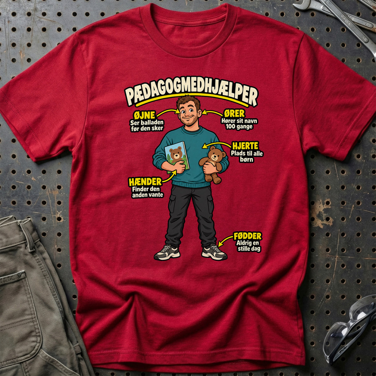 
Pædagogmedhjælper – Anatomi T-Shirt – Rød