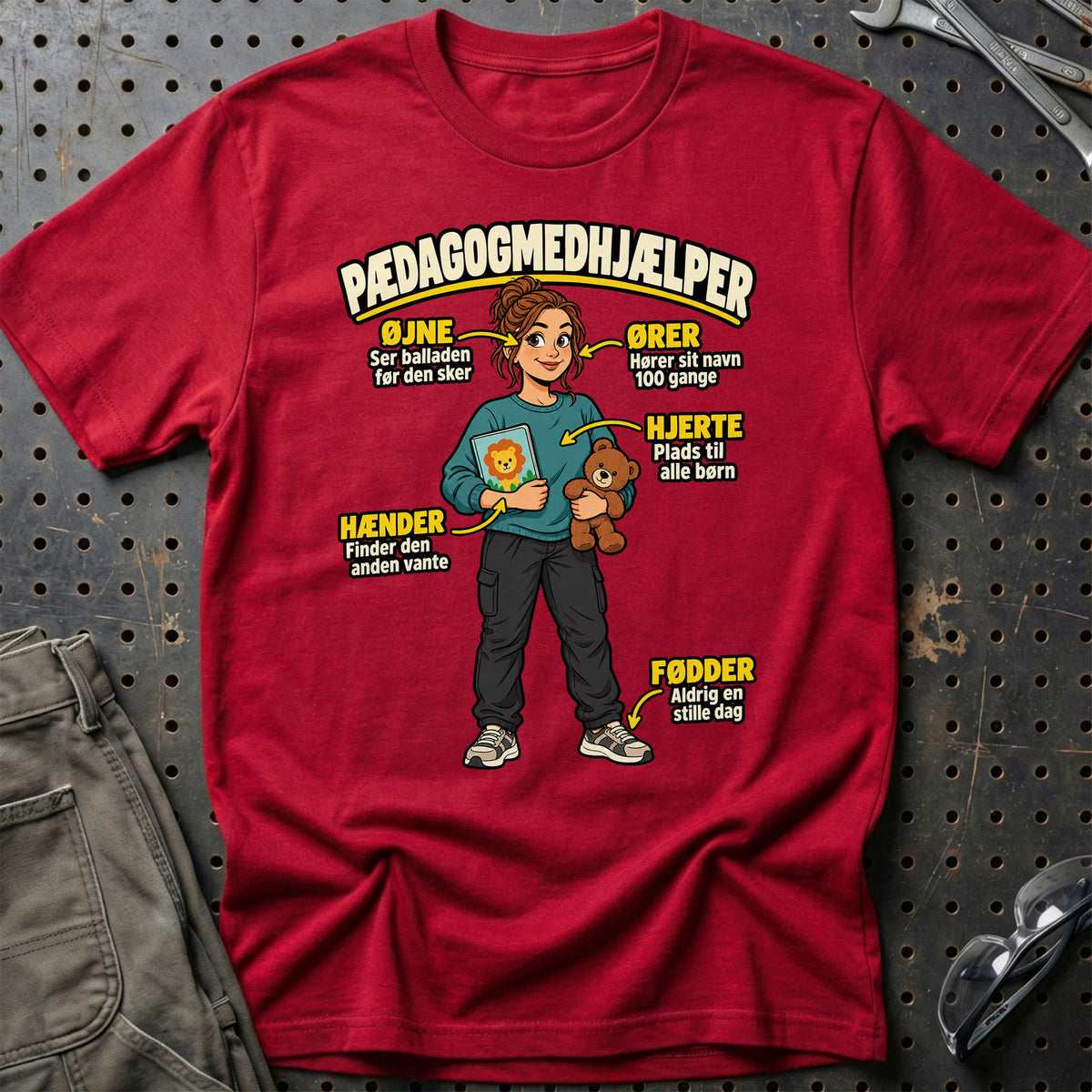 
Pædagogmedhjælper – Anatomi T-Shirt – Rød