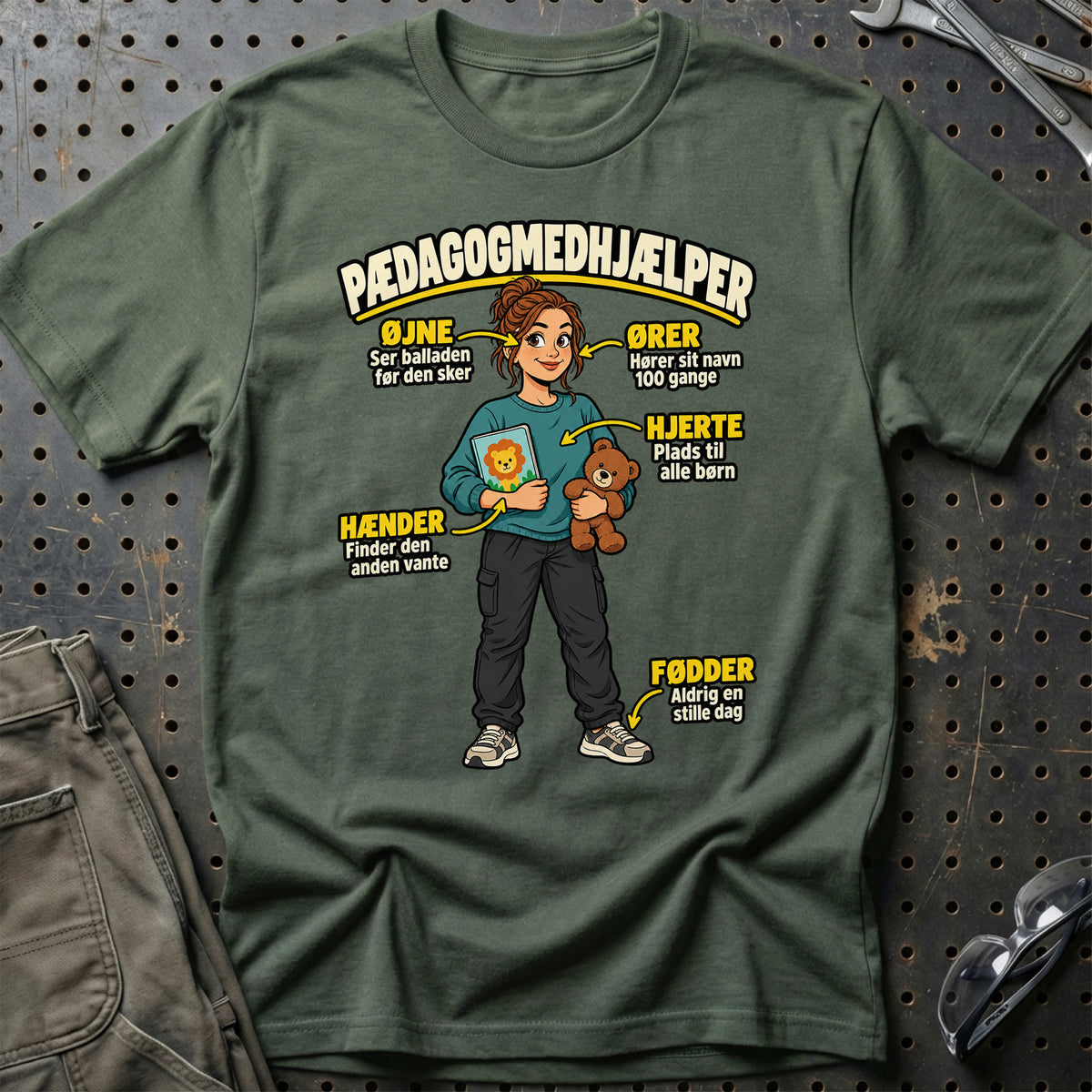 
Pædagogmedhjælper – Anatomi T-Shirt – Grøn Militær