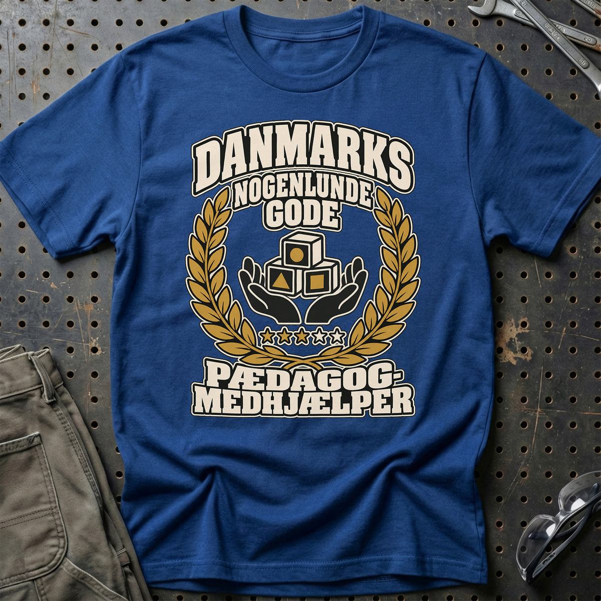 
Pædagogmedhjælper – Danmarks Nogenlunde Gode T-Shirt – Blå Royal